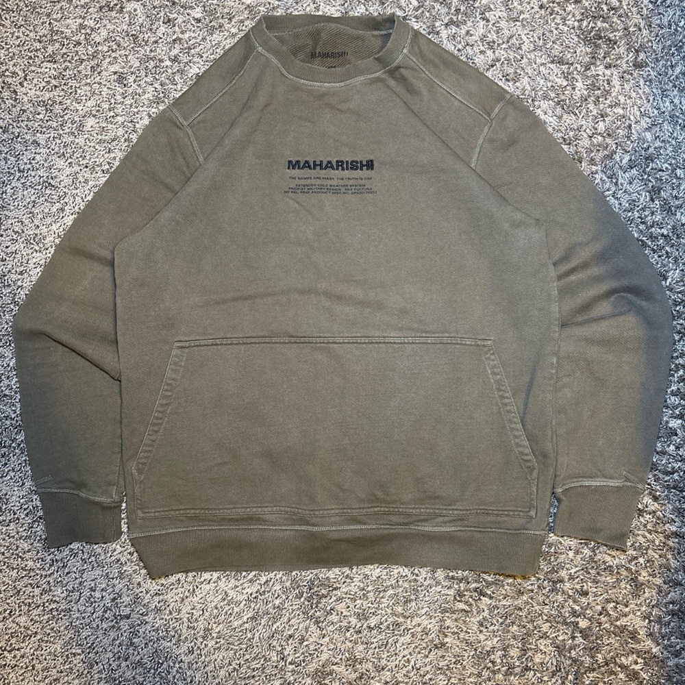 Maharishi Embroidered Crewneck Sweatshirt - Size Large - Olive Green